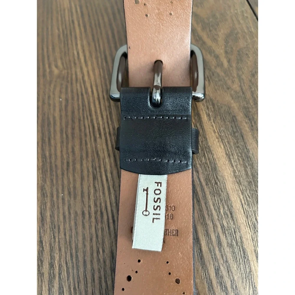 Vintage Fossil Womens Large Brown Leather Patchwork‎ Studded Floral Belt
